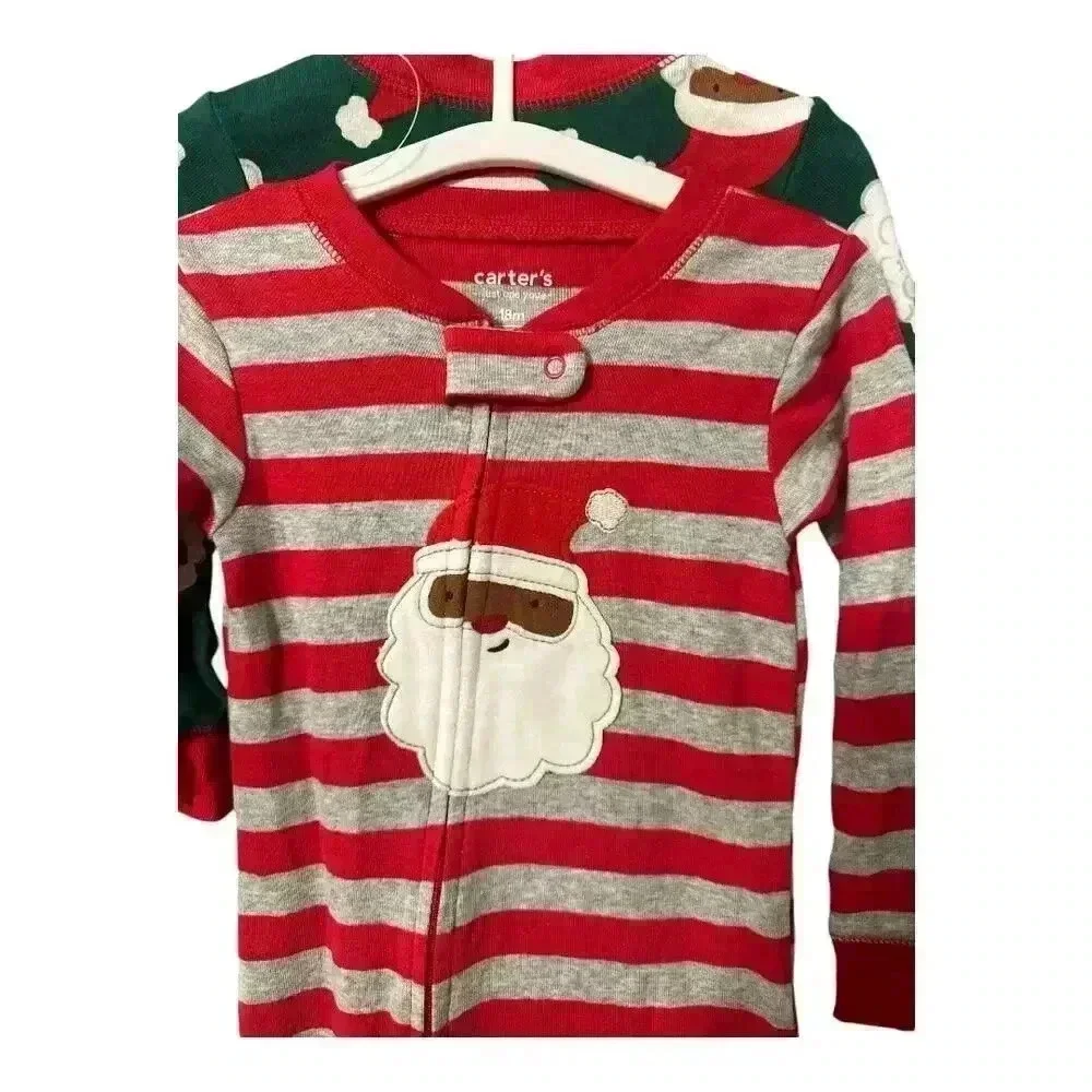 Carters Unisex Santa Footed Zipper Pajamas, 18M &‎ 3T